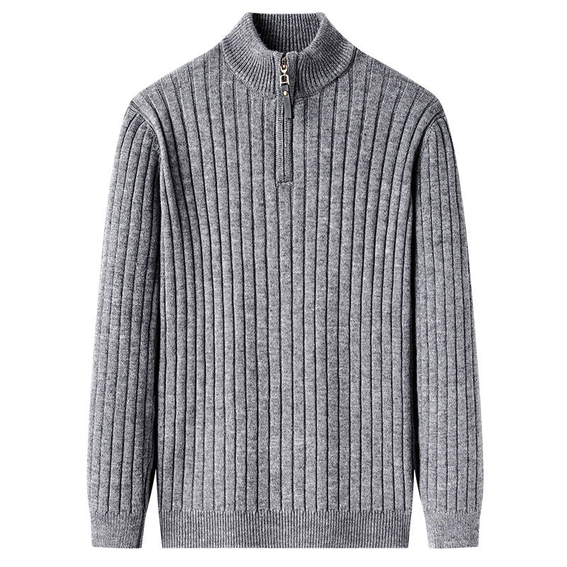 Half Zipper Vertical Stripes Sweater